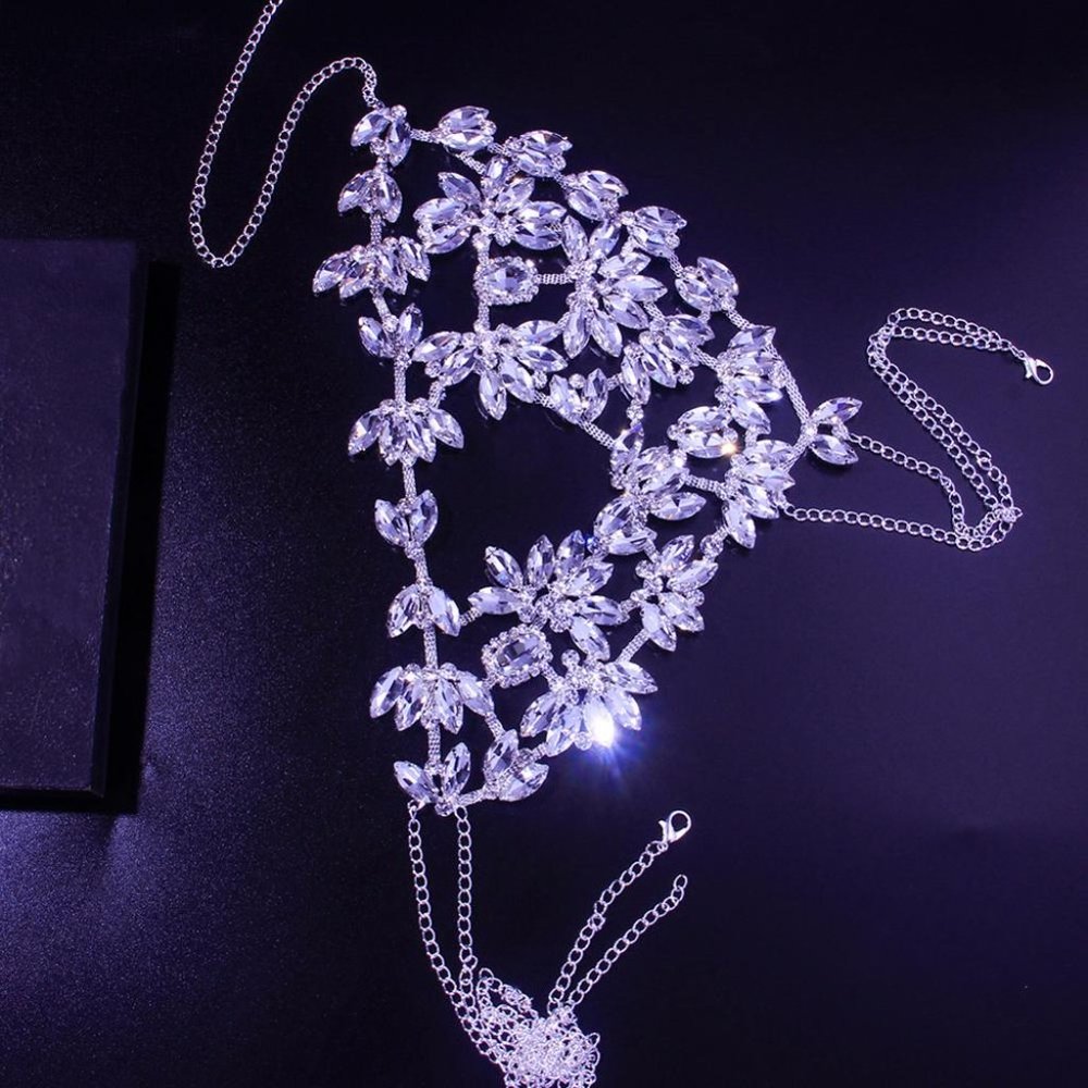 Crystal Face Mask Masquerade Half Face Jewelry Halloween Accessories Rhinestone - Picture 5 of 5